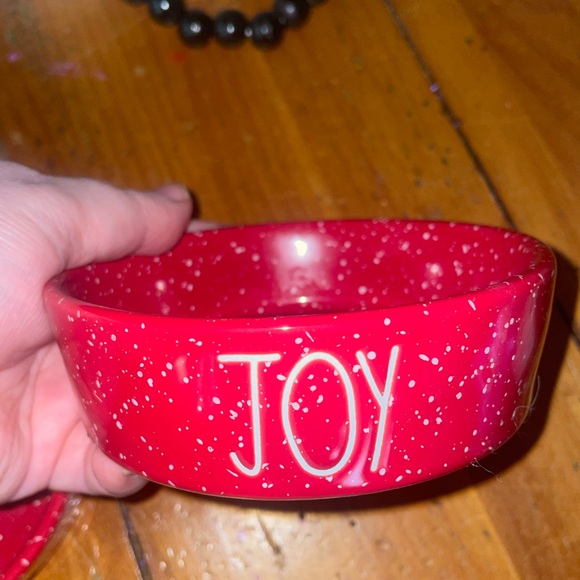 Rae Dunn ~ JOLLY & JOY ~ Set of 2 ~ Holiday Pet Dog Cat Bowls (4 Inches each) - Picture 3 of 7